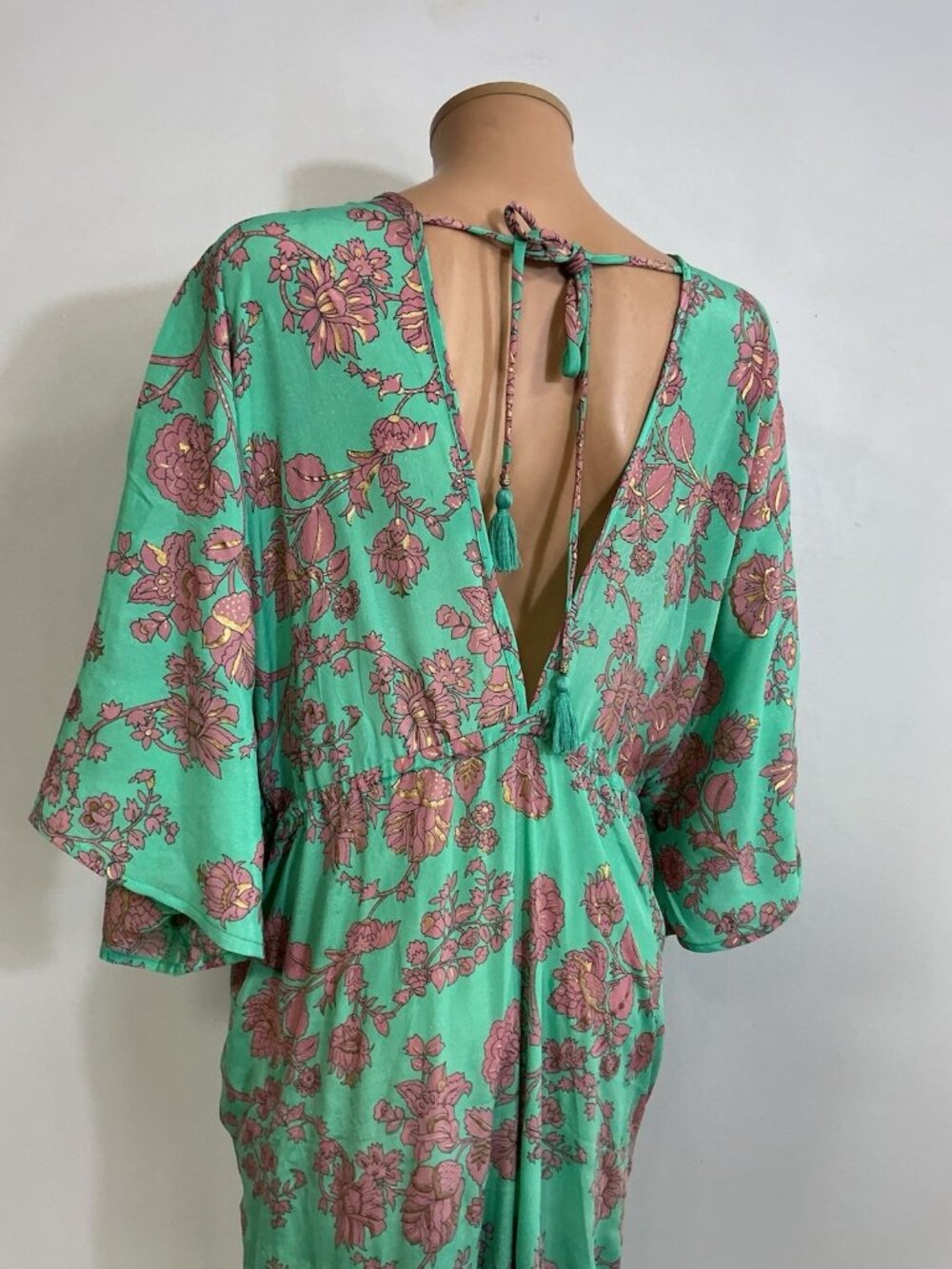 Green Floral Pool Maxi Cover-Up Slit Dress Muumuu Womens XL - Picture 5 of 8